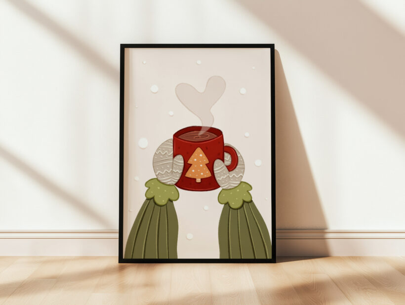 uroczy i ciepły świąteczny plakat od polskiego ilustratora